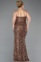 Robe de Soirée Grande Taille Longue Squameuse Cuivre ABU5818