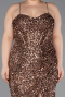 Robe de Soirée Grande Taille Longue Squameuse Cuivre ABU5818