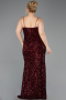 Robe de Soirée Grande Taille Longue Squameuse Rouge Bordeaux ABU5818