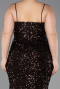 Robe de Soirée Grande Taille Longue Squameuse Brun ABU5818