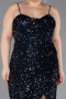 Robe de Soirée Grande Taille Longue Squameuse Bleu Marine ABU5818