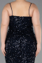 Robe de Soirée Grande Taille Longue Squameuse Bleu Marine ABU5818