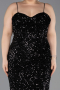 Robe de Soirée Grande Taille Longue Squameuse Noir ABU5818