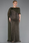 Robe de Soirée Grande Taille Longue Perlé Kaki ABU5819