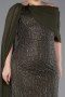 Robe de Soirée Grande Taille Longue Perlé Kaki ABU5819