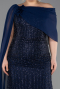 Robe de Soirée Grande Taille Longue Perlé Bleu Marine ABU5819