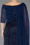 Robe de Soirée Grande Taille Longue Perlé Bleu Marine ABU5819