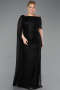 Robe de Soirée Grande Taille Longue Perlé Noir ABU5819