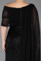 Robe de Soirée Grande Taille Longue Perlé Noir ABU5819