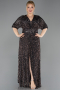 Robe De Soirée Grande Taille Longue Squameuse Anthracite ABU5846