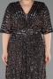 Robe De Soirée Grande Taille Longue Squameuse Anthracite ABU5846