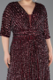 Robe De Soirée Grande Taille Longue Squameuse Rouge Bordeaux ABU5846