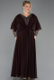 Robe de Soirée Grande Taille Longue Mousseline Brun ABU5850