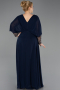 Robe de Soirée Grande Taille Longue Mousseline Bleu Marine ABU5850