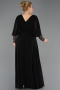 Robe de Soirée Grande Taille Longue Mousseline Noir ABU5850
