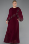 Robe De Soirée Grande Taille Longue Mousseline Prune ABU5852