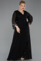 Robe de Soirée Grande Taille Longue Mousseline Noir ABU5853