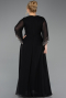 Robe de Soirée Grande Taille Longue Mousseline Noir ABU5853