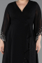 Robe de Soirée Grande Taille Longue Mousseline Noir ABU5853