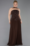 Robe de Soirée Grande Taille Longue Mousseline Brun ABU5855
