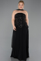 Robe de Soirée Grande Taille Longue Mousseline Noir ABU5855