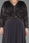 Robe Grande Taille Longue Mousseline Anthracite ABU5859