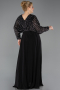 Robe Grande Taille Longue Mousseline Noir ABU5859