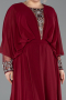 Robe Grande Taille Longue Mousseline Rouge Bordeaux ABU5860