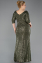 Robe Grande Taille Squameuse Longue Kaki ABU3258