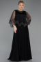 Robe Grande Taille Longue Mousseline Noir ABU5863