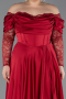 Robe Grande Taille Satin Longue Rouge Bordeaux ABU5261