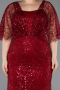 Robe de Soirée Grande Taille Longue Perlé Rouge Bordeaux ABU5722