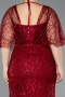 Robe de Soirée Grande Taille Longue Perlé Rouge Bordeaux ABU5722