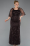 Robe de Soirée Grande Taille Longue Perlé Brun ABU5722