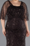 Robe de Soirée Grande Taille Longue Perlé Brun ABU5722