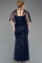 Robe de Soirée Grande Taille Longue Perlé Bleu Marine ABU5722