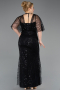 Robe de Soirée Grande Taille Longue Perlé Noir ABU5722