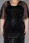 Robe de Soirée Grande Taille Longue Perlé Noir ABU5722