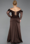 Robe de Soirée Grande Taille Longue Satin Brun ABU5831
