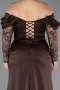 Robe de Soirée Grande Taille Longue Satin Brun ABU5831