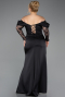 Robe de Soirée Grande Taille Longue Satin Noir ABU5831
