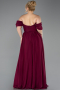 Robe De Soirée Grande Taille Mousseline Longue Couleur Cerise ABU3738