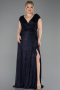 Robe De Soirée Grande Taille Longue Bleu Marine ABU5836