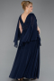 Robe De Soirée Grande Taille Mousseline Longue Bleu Marine ABU4638