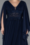 Robe De Soirée Grande Taille Mousseline Longue Bleu Marine ABU4638