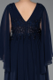 Robe De Soirée Grande Taille Mousseline Longue Bleu Marine ABU4638
