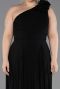 Robe de Soirée Grande Taille Longue Mousseline Noir ABU5873