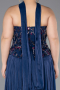 Robe De Soirée Grande Taille Longue Mousseline Bleu Marine ABU5793