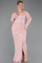 Robe De Soirée Grande Taille Longue Dantelle Poudre ABU5880