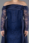 Robe de Soirée Grande Taille Longue Dantelle Bleu Marine ABU5724